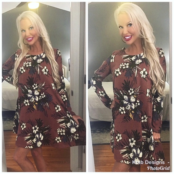 LAST 1! 💕THICK Material Mauve/Olive floral dress - Picture 3 of 4